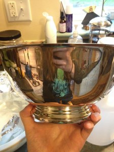 A bowl so shiny, you can see an elder god in it!